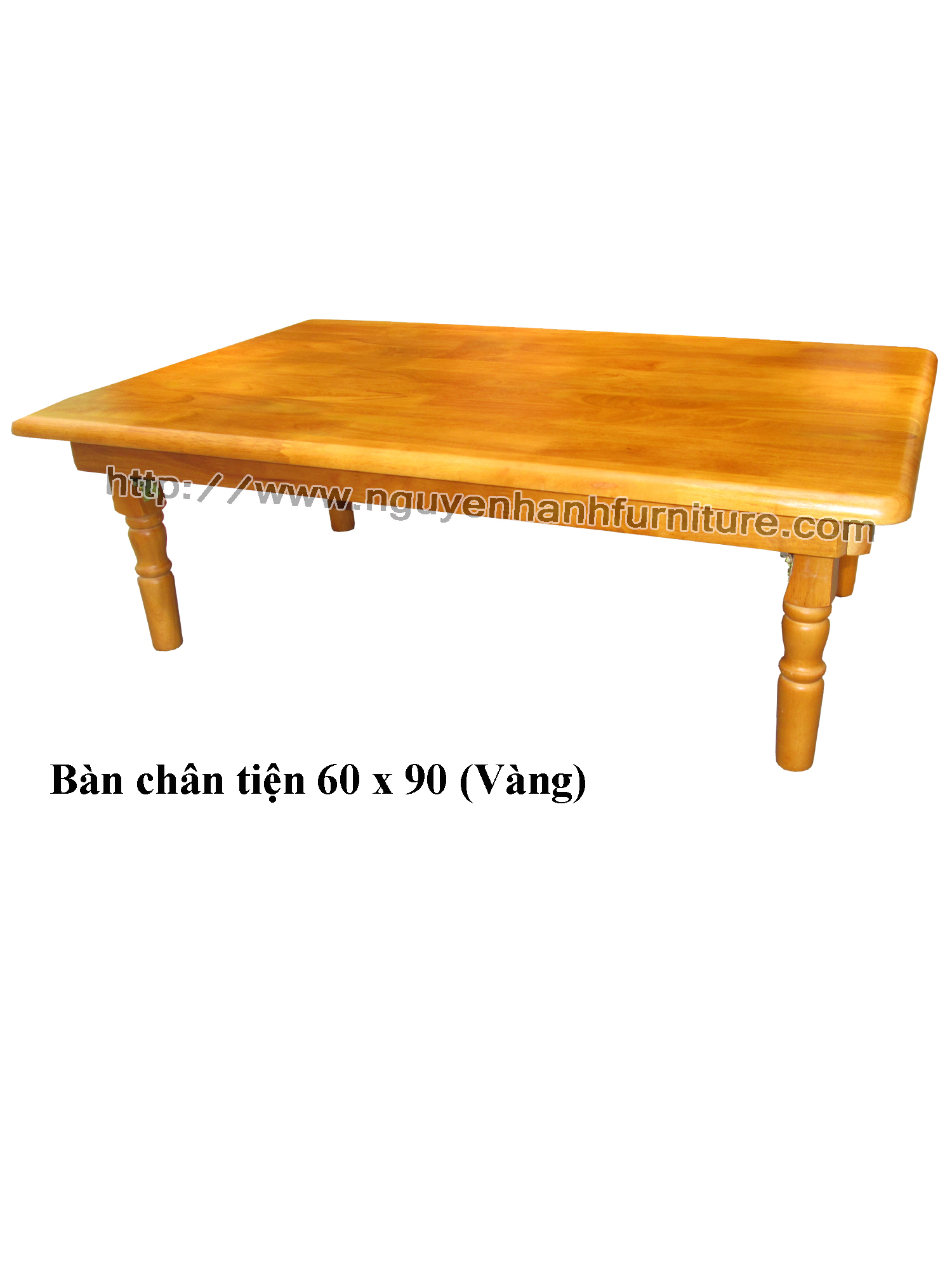 Name product: 6 x 9 Tea Table with turnery legs (Yellow) - Dimensions: 60 x 90c x 30 (H) - Description: Wood natural rubber